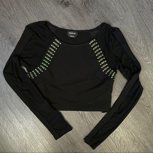 Mesh Sleeve Crop Top